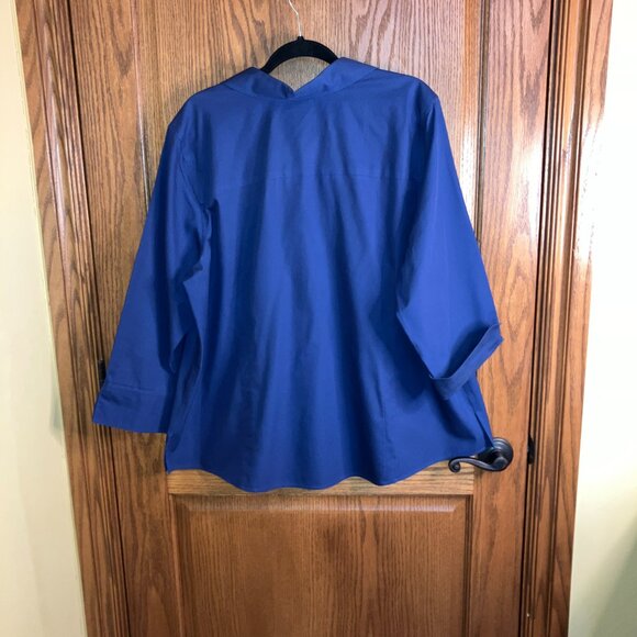 Gold Label Investments Non-Iron Midnight Blue 3/4 Sleeve Button Up Shirt Size 18 - Picture 2 of 6